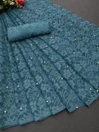 Net Solid Saree for Women 