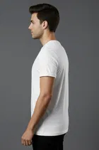 Cottont Blend  Printed T-shirt For Men, White 