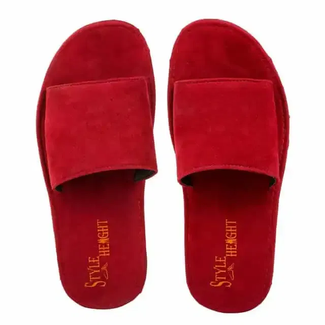 Style Height Velvet Airmax Men's Slipper (Red, 9) (BM109)