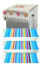 Knit Printed Fridge 6 Pcs Mat with Top Cover 