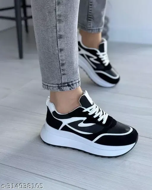 Casual Shoes for Women (Black, 8)