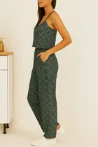 Women's Sleepwear All Over Print Pyjama; Green ; M