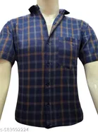 Cotton Blend Checked Shirt for Men, Brown 