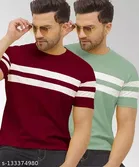 Cotton Blend T-shirt for Men, Multicolour, Pack of 2 