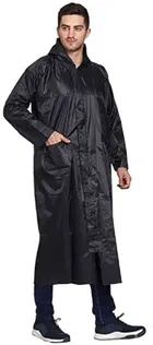 Solid Overcoat with Hoods and Side Pocket Raincoat for Men 