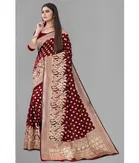 Litchi Silk Woven Design Saree for Women, Maroon 
