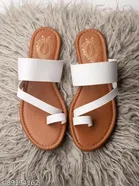 Solid Synthetic Cap Toe One-Toe Flats for Women 