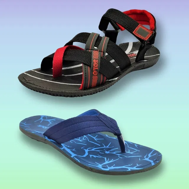 Slipper with Sandals for Men (Multicolor, 9) (Pack of 2)