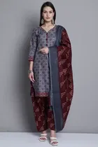 Cotton Printed Kurta with Pant & Dupatta 