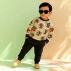 Cotton Printed Clothing Set for Boys, Black 