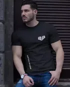 Round Neck Printed T-Shirt for Men, Combo Pack of 2, Grey & Black, XL