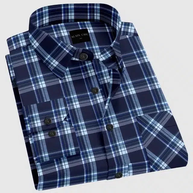 Full Sleeves Shirt for Men (Blue, XXL)