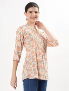 Womens Ethnic motif printed rayon short Kurti 