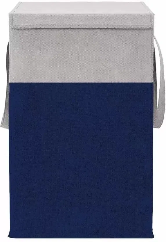 Canvas Laundry Basket,Grey & Blue,  (Pack Of 1)