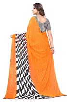 Women Georgette Printed Saree With Unstitched Blouse 