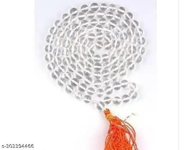 White Sphatik Moti Mala (Transparent)