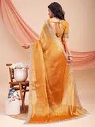 Chiffon Embellished Saree for Women, Orange 