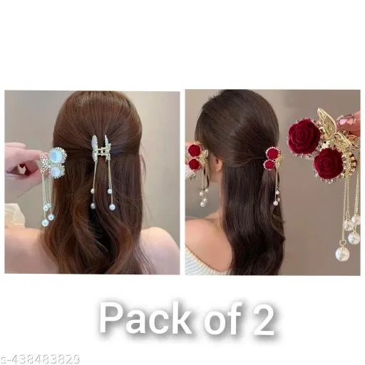 Metal Hair Clutcher for Women & Girls (Multicolor, Pack of 2)