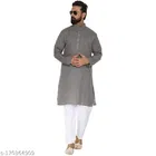 Cotton Blend Solid Kurta with Pyjama for Men 