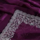 Georgette Embellished Saree For Women, Purple