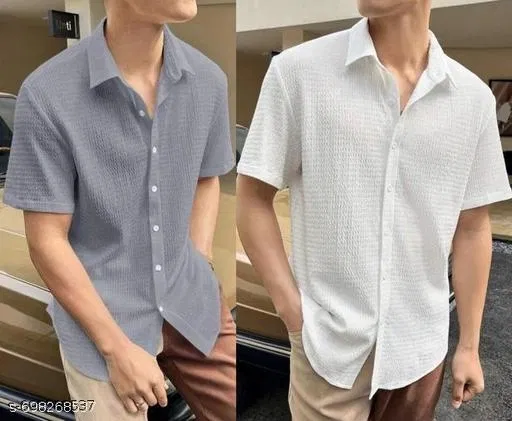Casual Shirts for Men, Pack of 2 (White, XXL)