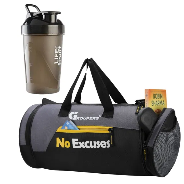 Polyester Duffle Gym Bag with Sipper Bottle (400 ml) for Men & Women (Multicolor, Set of 2)