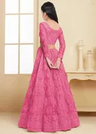 Net Embroidered Semi Stitched Lehenga for Girls 