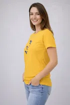 Cotton Blend Printed T-shirt for Men, Mustard 