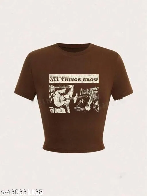 Lycra Top for Women, Brown (S)