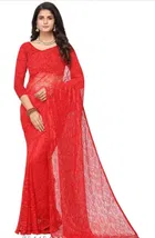 Net Solid Saree for Women 
