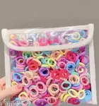 Polyester Mini Rubber Band for Women, Multicolor, Pack of 100