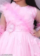 Cotton Blend Solid Dress for Girls 