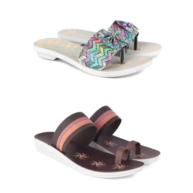 Flats for Women (Multicolor, 5) (Set of 2)