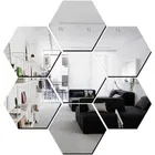Mirror Sticker Silver Hexagon for Home/Office 7pcs 12x10cm