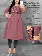 Floral Embroidered Maternity Kurti Set 