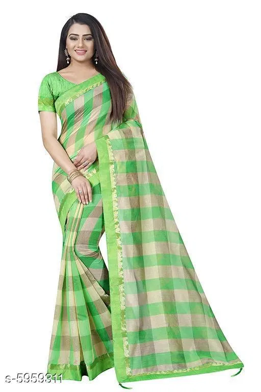 Cotton Saree for Women (Green)