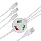 Electric 6in1 10W Charging Cable 3 Plug 3 USB Port, for Mobile Phone, Cable Size: 1.5m