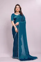 Poly Silk Embellished Saree for Women 