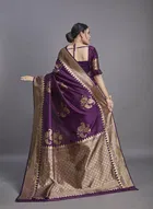Litchi Silk Zari Woven Saree for Women, Purple 