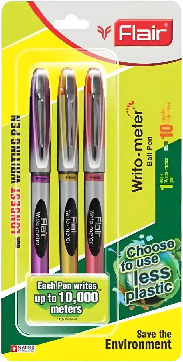Writometer Blue Ball Pen Blister (Pack of 3)