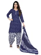 Cotton Blend Floral Kurti with Pant & Dupatta for Women 