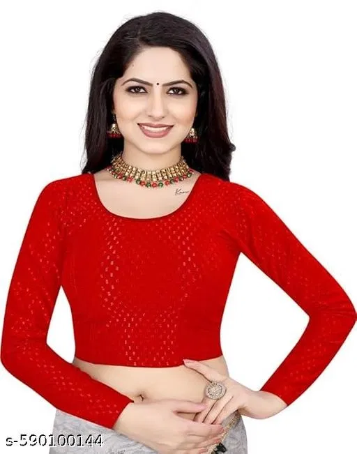 Lycra Ready Made Blouse for Women, Red (32)