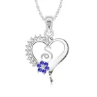 Vighnaharta Alloy Flower Heart Initial "S" Alphabet Rodium Plated Pendant With Chain For Women & Girls 