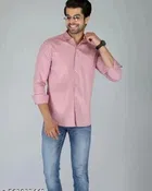 Cotton Blend Solid Shirt for Men, Lavender 