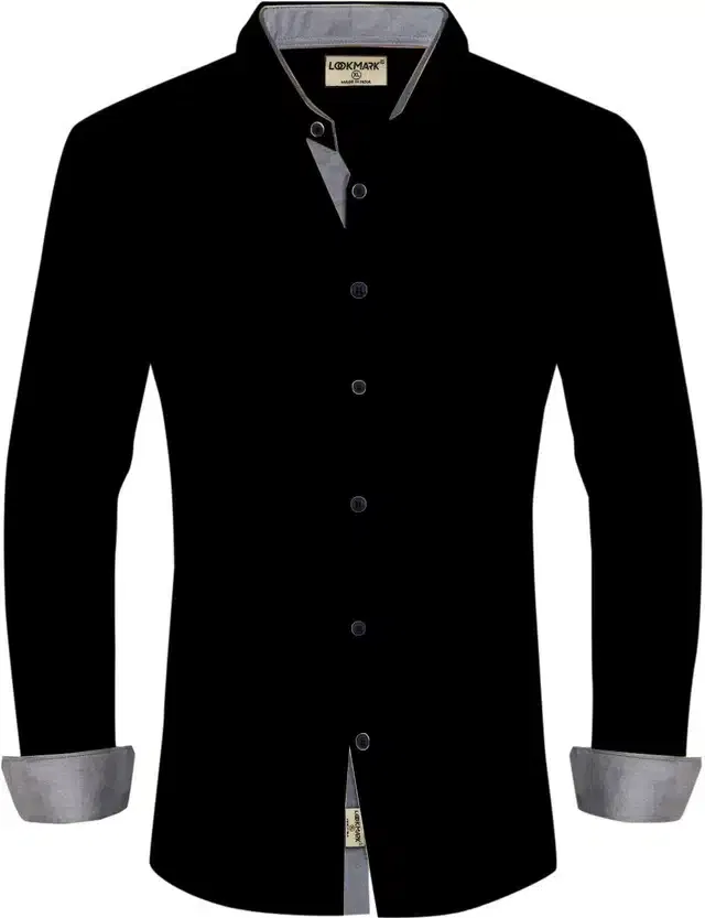 Solid Shirt for Men (Black, L)