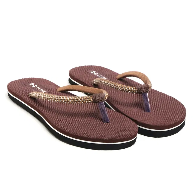 Solid Thong Flip-flops for Women (Brown, 8)