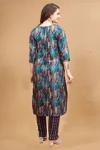 Cotton Rayon Printed Kurta with Pant for Women 