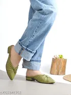 Solid Synthetic Mules for Women 