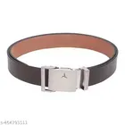 Brown Genuine PU Belt Featuring an Automatic Slider Buckle for Men