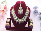 Purple Meenkari Uncut Kundan Choker Set with Jhumkaa for Women 